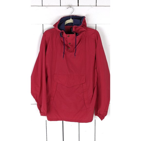 Vintage 90s red GAP nylon windbreaker hooded pullover athletic jogging jacket me - Picture 4 of 5